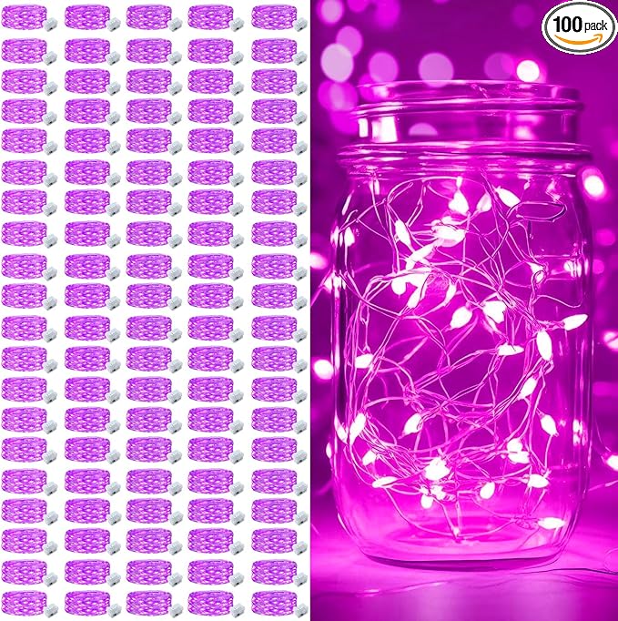 pozzolanas 100 Pack Pink Battery Operated String Lights - 7ft Waterproof Fairy by pozzolanas