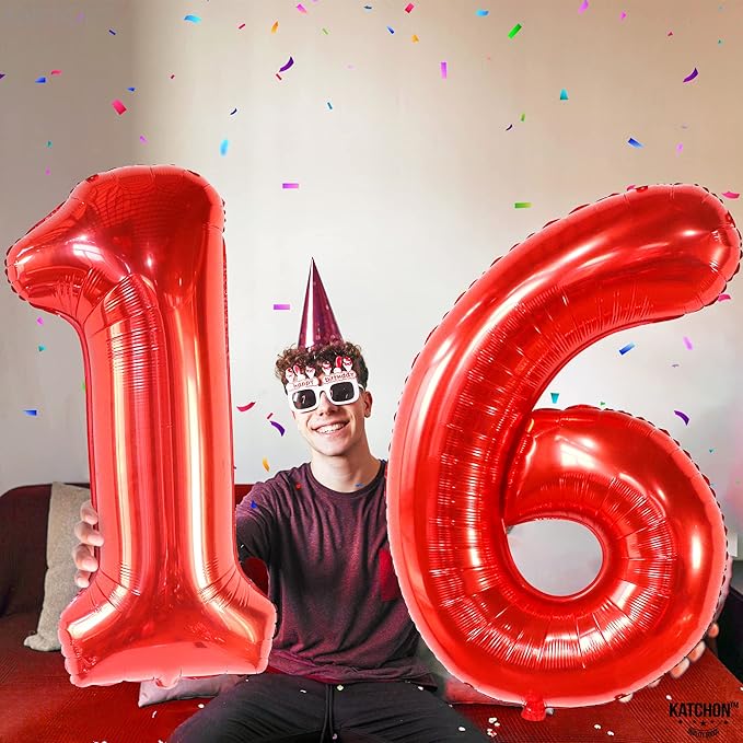 KatchOn, 40 Inch | 16th Birthday Balloons Red - Image 3