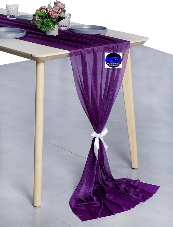 MDS 2 Pack 14ft Chiffon Table Runner 29 x 170 Inches Sheer Wedding Runner - Image 3