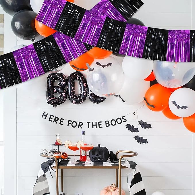 BEISHIDA 3 Packs Metallic Foil Fringe Garland Black Purple Wall Hanging Tinsel - Image 6