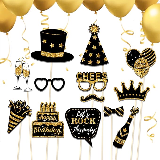 36 PCS Birthday Photo Booth Props Party Supplies Holiday Picture Decorations - Image 3