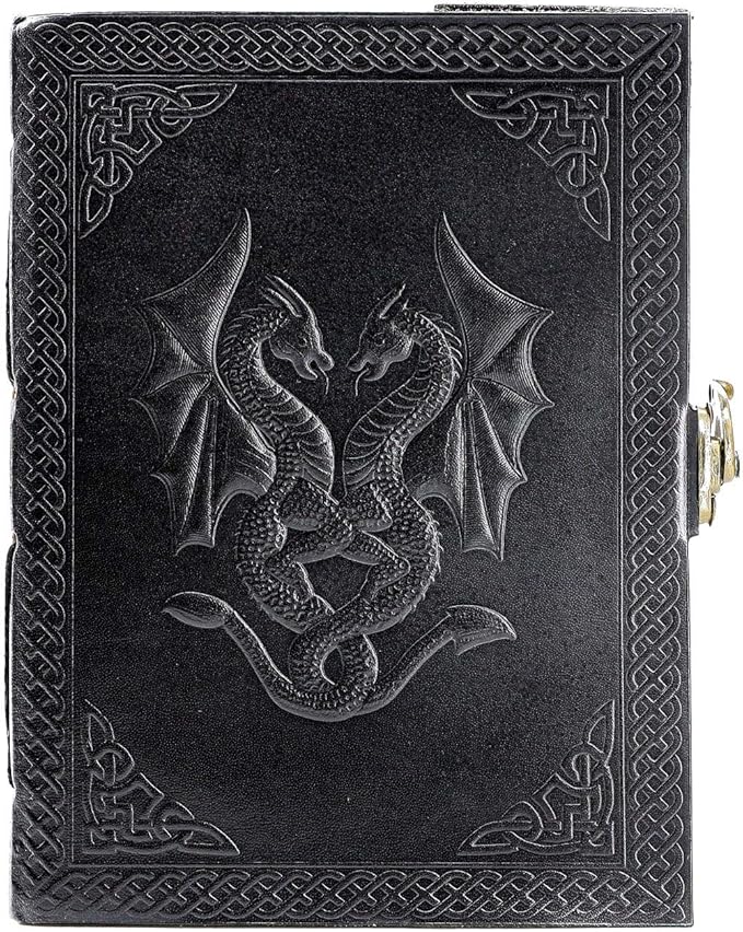 Handmade Leather Double Dragon Journal/Writing Notebook Diary/Bound Daily by KomalsPassionLeather