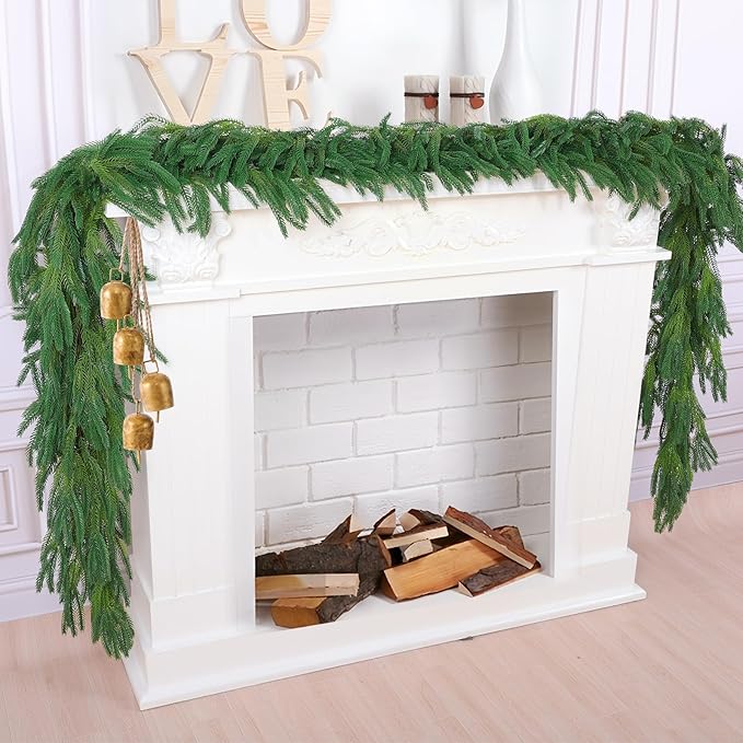 Hananona 4 Pcs 9 Ft Artificial Norfolk Pine Garlands, Realistic Pine Garland by HANANONA