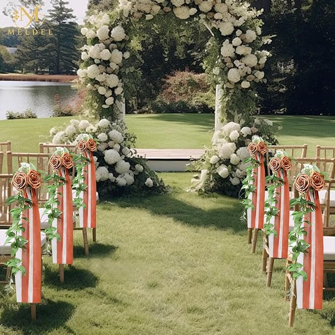 Meldel 10Pcs Wedding Chair Decorations Aisle Flowers Swag Artificial Flower - Image 2