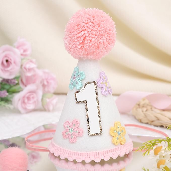 WAUAO Colorful Flower 1st Birthday Cone Hat - Image 8