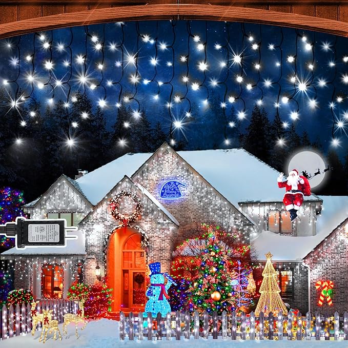 KNONEW 33FT 400 LED Christmas Lights Outdoor Black Wire String Lights by KNONEW