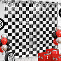 3 Pack 3.3Ft x 6.6Ft Race Car Checkered Foil Fringe Curtain Backdrop Decorations by Zachely