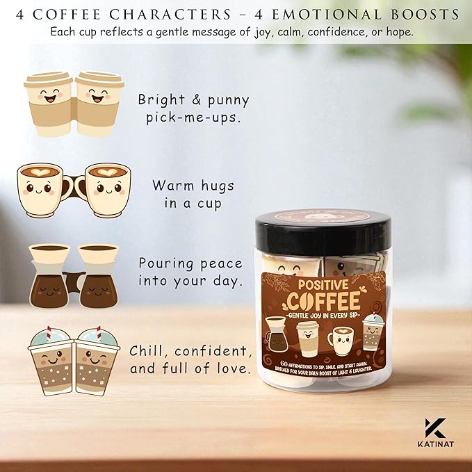 Positive Coffee Affirmation Jar – 60pcs Cute Emotional Support Coffee – Coffee - Image 3