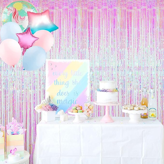 GOER 6.4 ft x 9.8 ft Metallic Tinsel Foil Fringe Curtains, Graduation - Image 3