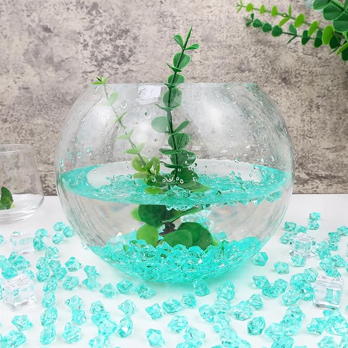 YATOJUZI 500pcs Fake Ice Cubes Teal Acrylic Crushed Rocks Vase Fillers Plastic - Image 4