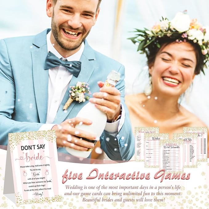 Estune 331 Pcs Bridal Shower Games Supplies, 5 Sets 250 Pcs Wedding Cards 1 Put - Image 5