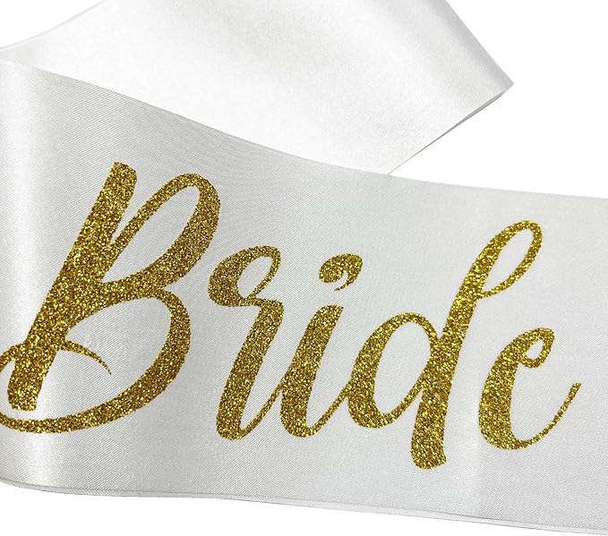 Bride to Be Sash White and Gold, Bride Sash Bachelorette Party Bridal Shower - Image 4