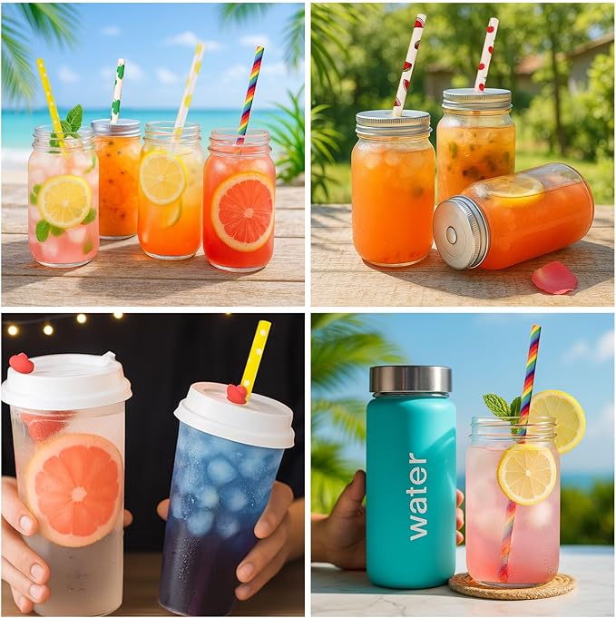 HAKACC Paper Straws for Drinking, 10 Styles - Image 4