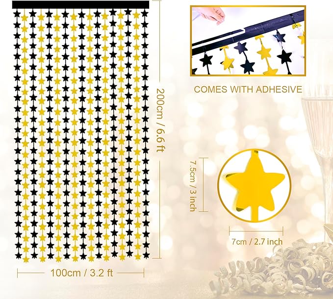 LOLStar Black and Gold Star Birthday Party Decorations 2Pack 3.3X6.6 ft Golden - Image 7