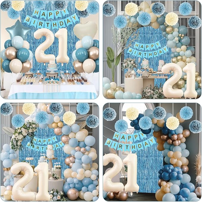 Dusty Blue 21st Birthday Decorations - Image 7