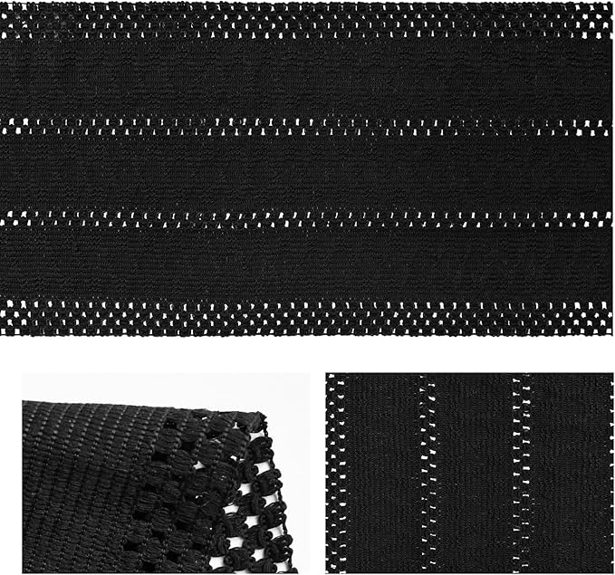Artoid Mode Black Farmhouse Woven Rustic Hollow Table Runner, Seasonal Holiday - Image 6