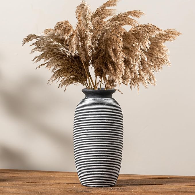 Ceramic Rustic Vase, Large Flower Farmhouse Vases Home Decor, 12.5" Tall by ooit