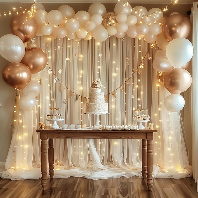 Fomcet Champagne Tulle Backdrop Curtains - Image 7