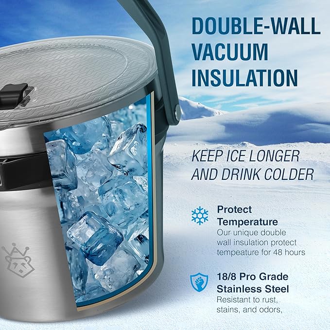 Insulated Ice Bucket with Lid & Scoop-XL Double-Walled, bar Essentials - Image 7