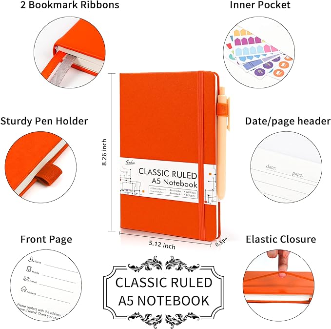 5 Pack Journal Notebook Bulk for School, Feela Hardcover Business Notebooks - Image 2