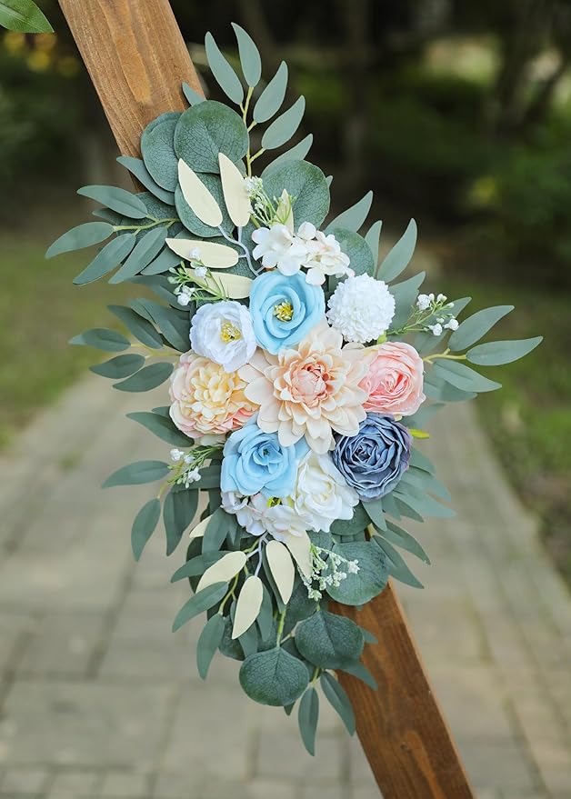 Artificial Blush Pink Wedding Arch Flower Swags Set of 2 - Image 7