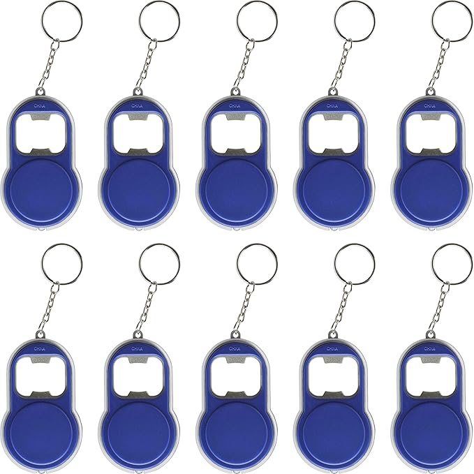 Bottle Opener & LED Keychains Set of 10, Bulk Pack by DISCOUNTPROMOS