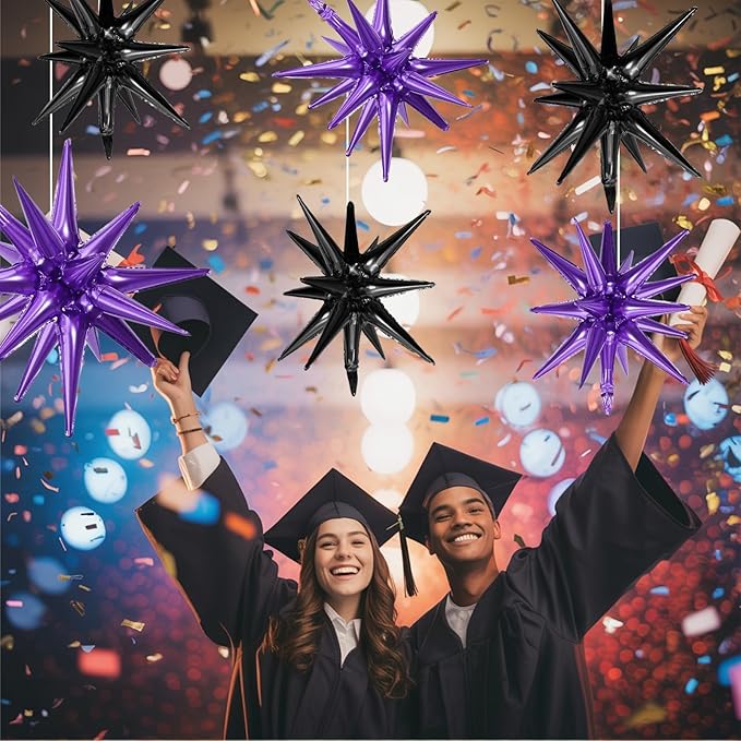 Black Purple Star Balloons - Image 4