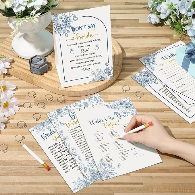Estune 331 Pcs Bridal Shower Games Supplies, 5 Sets 250 Pcs Wedding Games Cards - Image 3
