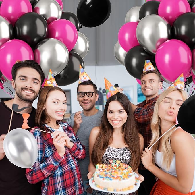 Paready Hot Pink and Black Balloons - Image 8