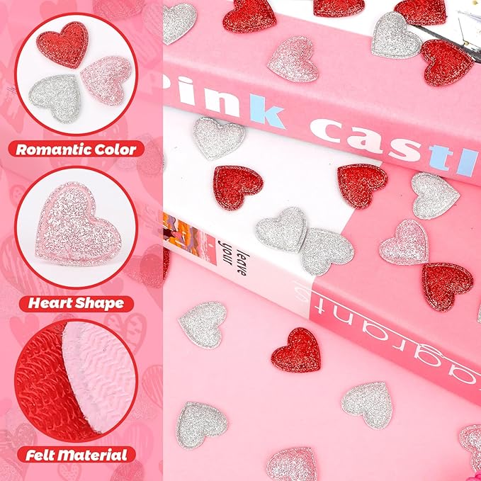 MARFOREVER Valentine's Day Felt Confetti, Glitter Heart Decorations, Foam Hearts - Image 3