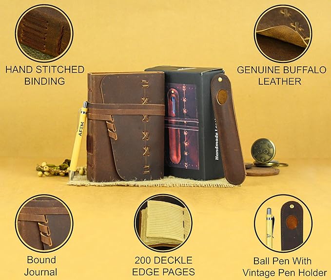 Leather Journal Notebook for Men & Women Daily Vintage Leather Bound Journal - Image 2