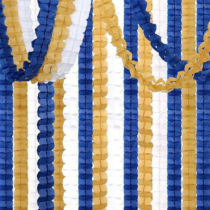 Navy-Blue White-Gold Party-Decorations Streamers Garland by OURUOLA