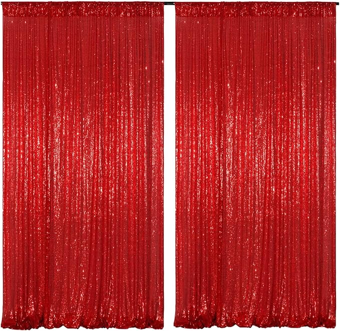 Poise3EHome Red Sequin Backdrop Curtain - Image 2
