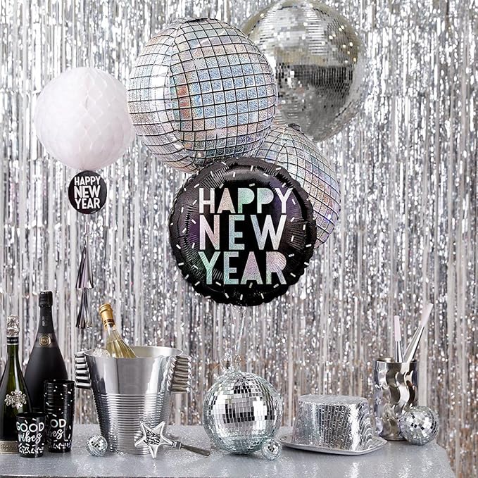 CANREVEL 2 Pack 3.3x8.2 Feet Silver Foil Fringe Backdrop Curtains, Tinsel - Image 7