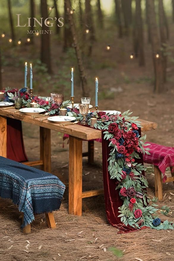 Ling's Moment Flower Garland - 6FT Eucalyptus & Rose - Sweetheart Table Decor - Image 2