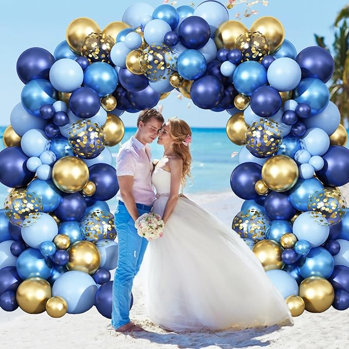 Blue Balloon Arch Kit 107Pcs Navy Blue Gold Balloons Garland Kit - Image 5