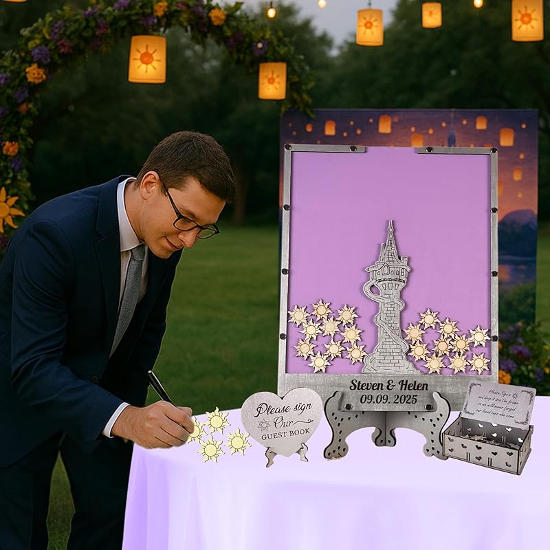 Tangled Guest Book for Wedding | Silver Princess Tower Guest Book Alternative | - Image 3