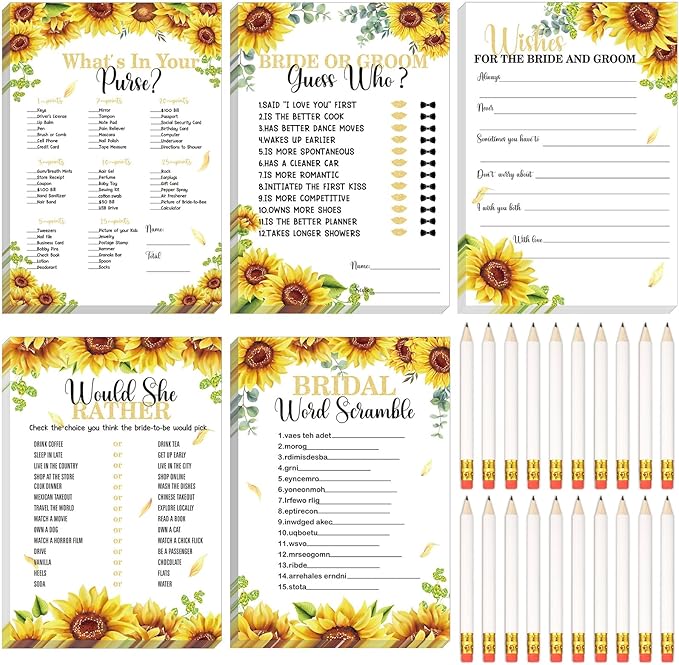 Teling 145 Pieces Bridal Shower Game Bridal Shower Favors Set Wedding Games by Teling