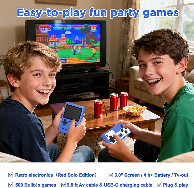 Retro Handheld Game Console, 3-inch LCD Screen Portable Game Console - Image 4