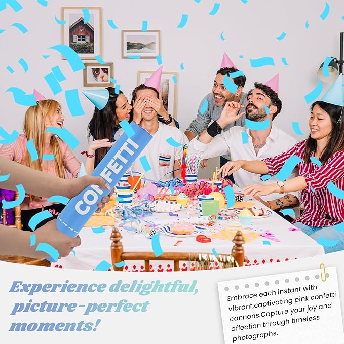 Confetti Cannon Blue Biodegradable Confetti Poppers 12Pack Party Poppers - Image 6