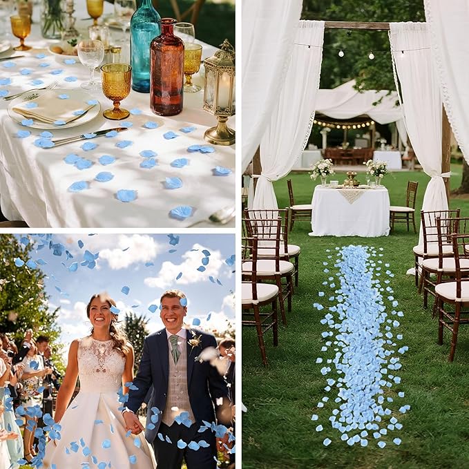 1000 Pcs Light Blue Rose Petals Artificial Silk Flower Petals Romantic - Image 4