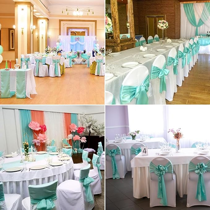 100 PCS Satin Chair Sashes Decorative Bow Chair Sashes Ties Back Ribbon Bow - Image 3