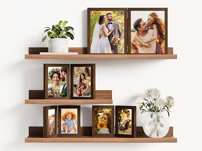 decorUhome Double 5x7 Picture Frame Vertical, Engineered Wood Bifold Photo Frame - Image 5
