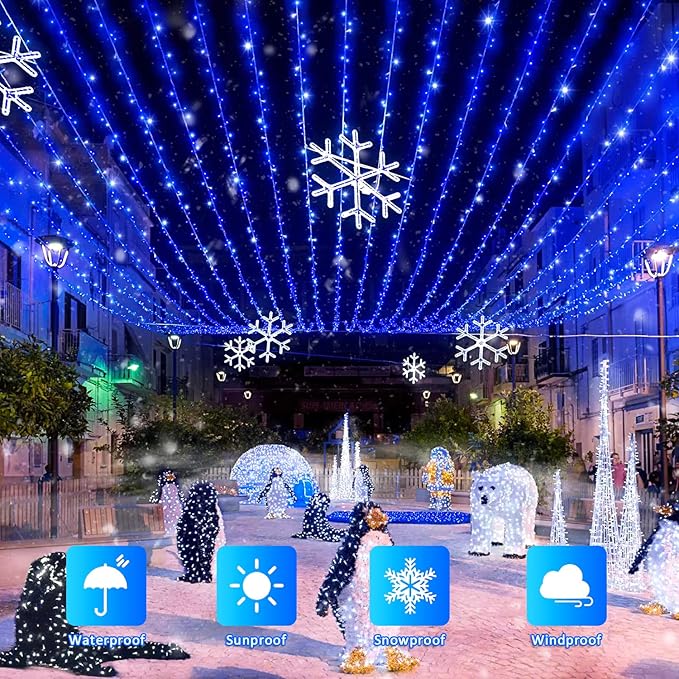 JMEXSUSS 2 Pack Blue Solar Christmas Lights: 100 LED 33ft Blue Solar Lights - Image 9