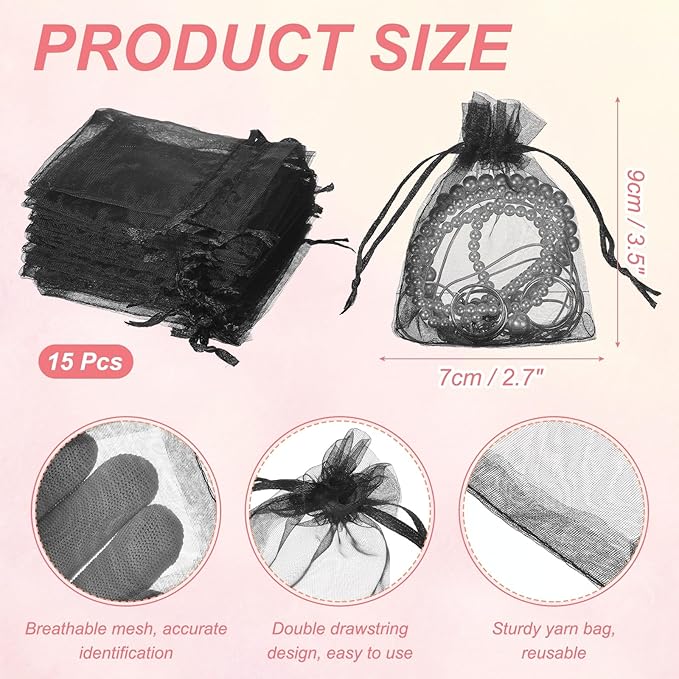 uxcell 50 Pcs Organza Gift Bags, 2.7x3.5 Inch Drawstring Pouches Jewelry Gift - Image 2