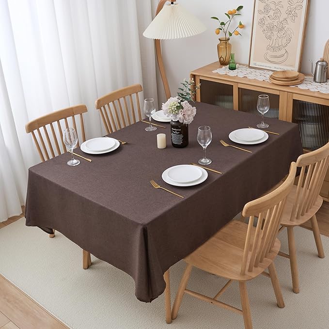 NLMUVW Brown Linen Tablecloth Rectangle, Chocolate Table Cloth Farmhouse - Image 6