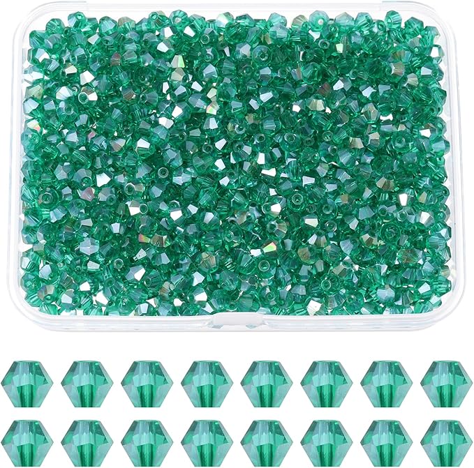 PATIKIL 1000pcs 3mm Bicone Glass Crystal Beads, Faceted Glass Spacer Beads by PATIKIL