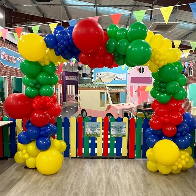 Red Blue Yellow Green Balloon Set, 12 Inch Carnival Circus Party Balloon Red - Image 3