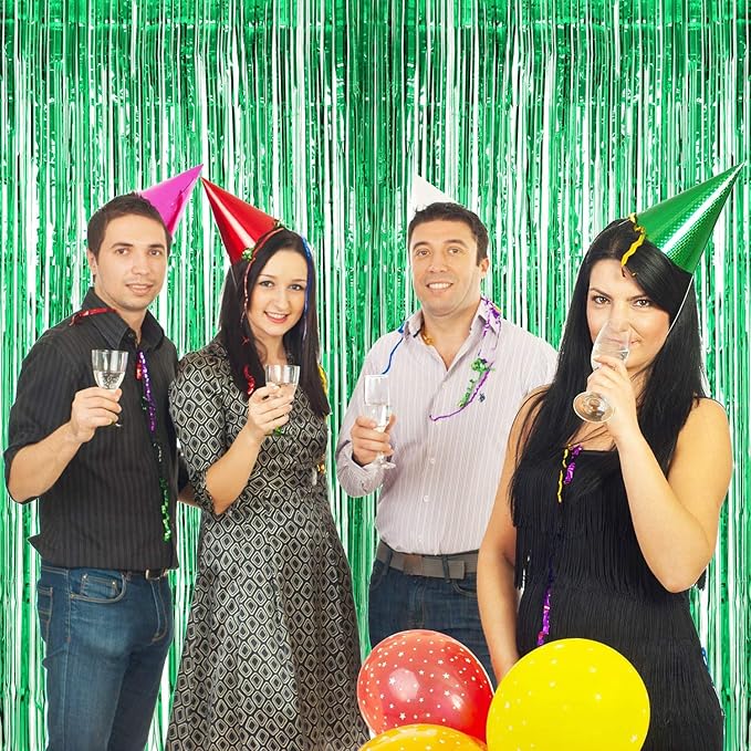 BEISHIDA 2 Pcs Green Door Streamers Tinsel Curtain Party Streamers Backdrop - Image 3