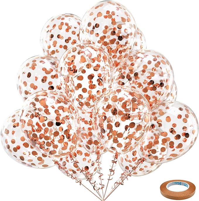 Bezente Rose Gold Confetti Latex Balloons by Bezente